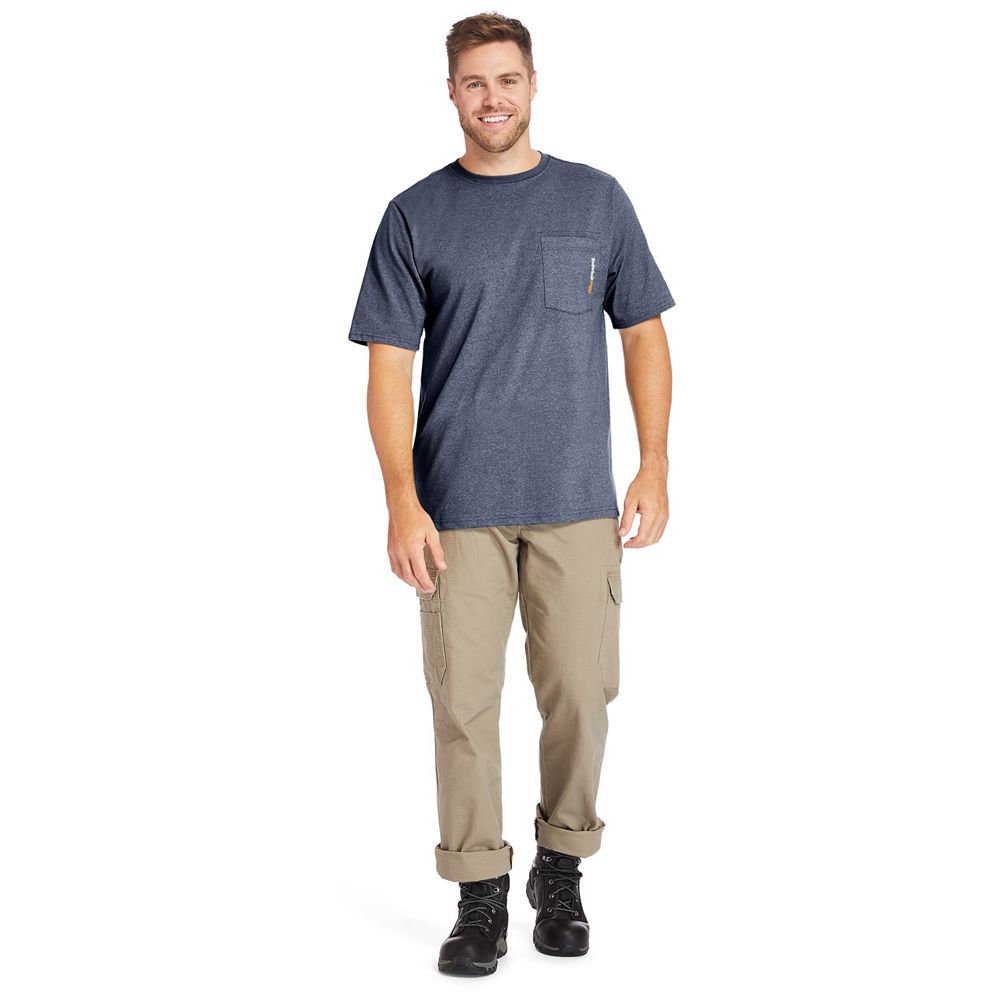 Timberland Mens T-Shirts PRO® Big & Tall Base Plate Short-Sleeve - Navy - India QT3782094